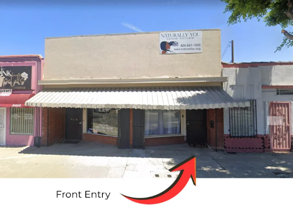 Front entrance of Naturally You Salon on Crenshaw Blvd in Inglewood