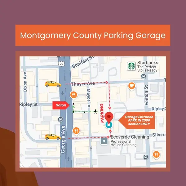 Map of the Thayer–Silver Spring Garage (Garage 3) showing the Mayor Lane entrance and the 2000 parking section